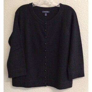 Lands' End Women's 100% Cashmere Cardigan Sweater Black Medium 10-12